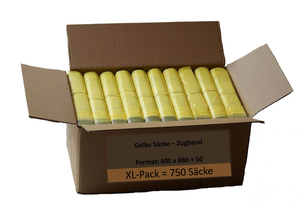 Gelbe Säcke - Ein Karton mit 50 Rollen (750 Säcke) - 22 µm