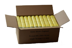 Gelbe Säcke - Ein Karton mit 70 Rollen (910 Säcke) - 15 µm